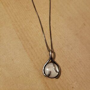 Mother of Pearl and Sterling Silver Chain and Pendant